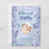 Mermaid 1st Birthday Party ONEder Zee Mermaid Kaart (Voorkant)