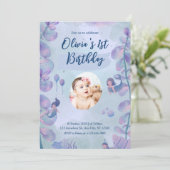 Mermaid 1st Birthday Party ONEder Zee Mermaid Kaart (Staand voorkant)