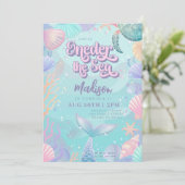 Mermaid 1st Birthday Party ONEder Zee Mermaid Kaart (Staand voorkant)