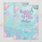 Mermaid 1st Birthday Party ONEder Zee Mermaid Kaart (Voorkant / Achterkant)