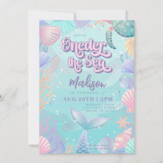Mermaid 1st Birthday Party ONEder Zee Mermaid Kaart