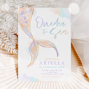 Mermaid 1st Birthday Party ONEder Zee Mermaid Kaart