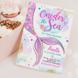 Mermaid 1st Birthday Party ONEder Zee Mermaid Kaart