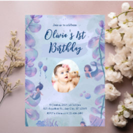 Mermaid 1st Birthday Party ONEder Zee Mermaid Kaart