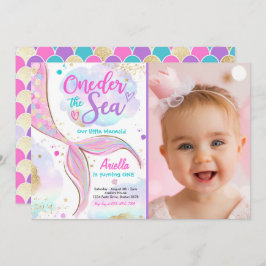 Mermaid 1st Birthday Party ONEder Zee Mermaid Kaart