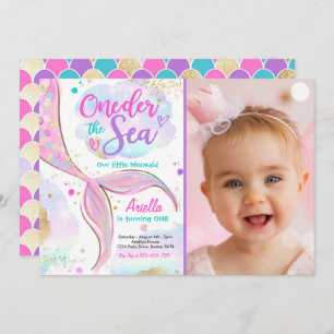 Mermaid 1st Birthday Party ONEder Zee Mermaid Kaart