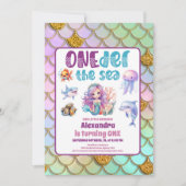 Mermaid 1st Birthday Party ONEder Zee Mermaid Kaart (Voorkant)
