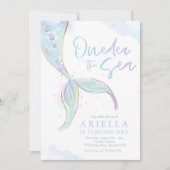 Mermaid 1st Birthday Party ONEder Zee Mermaid Kaart (Voorkant)