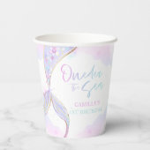 Mermaid 1st Birthday Party ONEder Zee Mermaid Papieren Bekers (Achterkant)