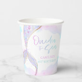 Mermaid 1st Birthday Party ONEder Zee Mermaid Papieren Bekers (Voorkant)