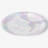 Mermaid 1st Birthday Party ONEder Zee Mermaid Papieren Bordje (Gekanteld)