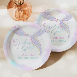 Mermaid 1st Birthday Party ONEder Zee Mermaid Papieren Bordje