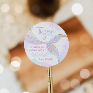Mermaid 1st Birthday Party ONEder Zee Mermaid Ronde Sticker