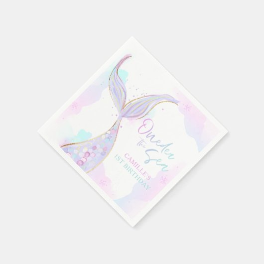 Mermaid 1st Birthday Party ONEder Zee Mermaid Servet (Hoek)