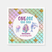 Mermaid 1st Birthday Party ONEder Zee Mermaid Servet (Voorkant)