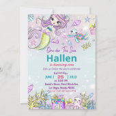 Mermaid 1st Birthday Party ONEder Zee Party Kaart (Voorkant)