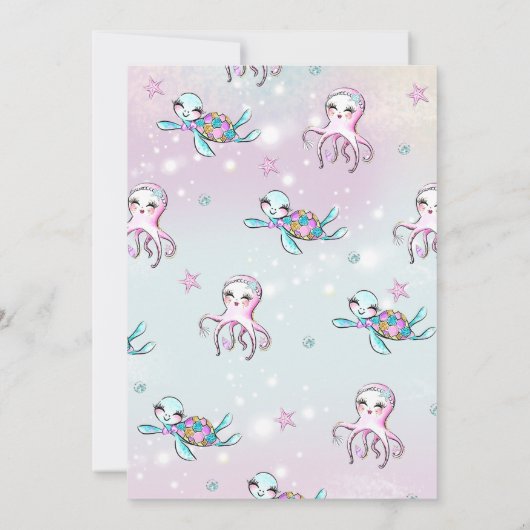 Mermaid 1st Birthday Party ONEder Zee Party Kaart (Achterkant)