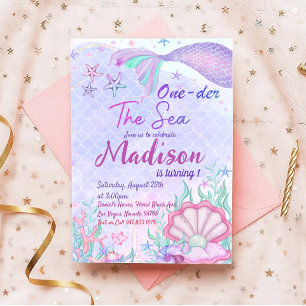 Mermaid 1st Birthday Party ONEder Zee Party Kaart