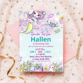 Mermaid 1st Birthday Party ONEder Zee Party Kaart