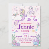 Mermaid 1st Birthday Party ONEder Zee Party Kaart (Voorkant)