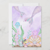 Mermaid 1st Birthday Party ONEder Zee Party Kaart (Achterkant)