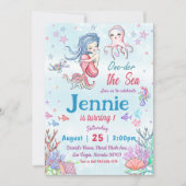 Mermaid 1st Birthday Party ONEder Zee Party Kaart (Voorkant)