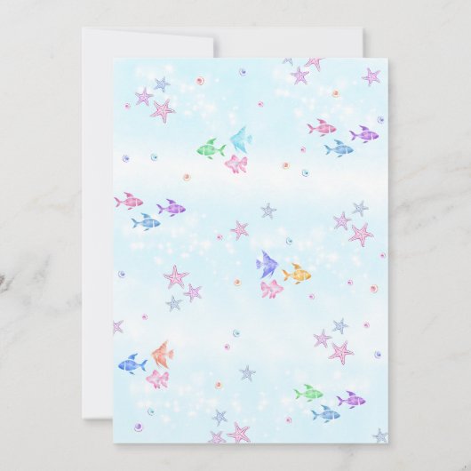 Mermaid 1st Birthday Party ONEder Zee Party Kaart (Achterkant)