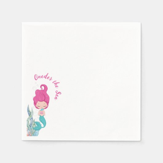 Mermaid 1st Birthday Party ONEder Zee Servet (Voorkant)