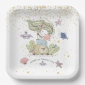 Mermaid 1st Birthday Party Papieren Bordje (Voorkant)