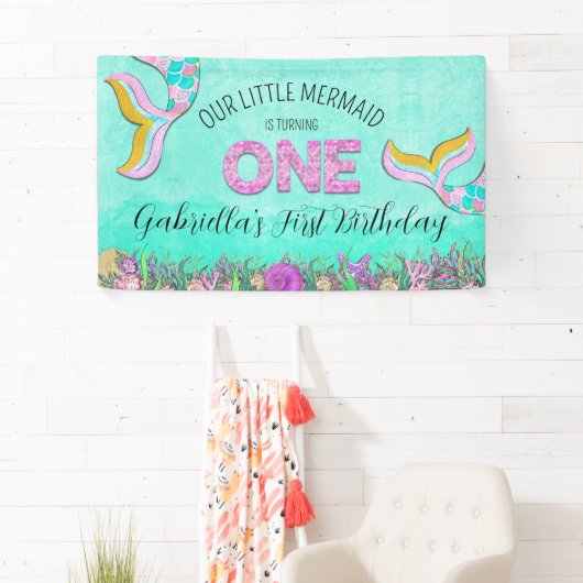 Mermaid 1st Birthday Spandoek (Insitu)