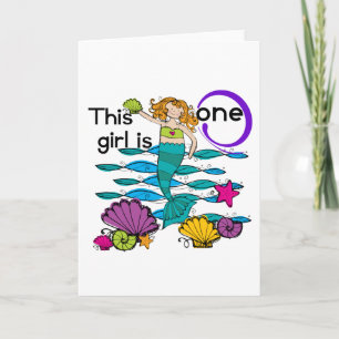 Mermaid 1st Birthday Tshirts en Gifts Kaart
