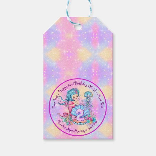 Mermaid 2e verjaardag: De verandering geeft Tekst  Cadeaulabel (Voorkant)