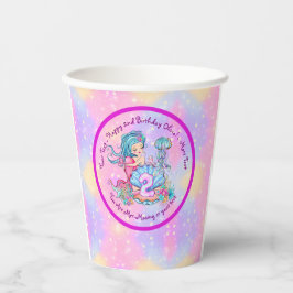 Mermaid 2e verjaardag: De verandering geeft Tekst  Papieren Bekers