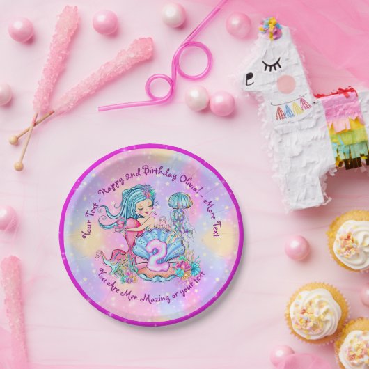 Mermaid 2e verjaardag: De verandering geeft Tekst  Papieren Bordje (Feest)