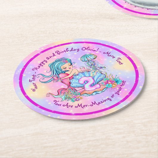 Mermaid 2e verjaardag: De verandering geeft Tekst  Ronde Kartonnen Onderzetter (Gebogen)
