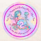 Mermaid 2e verjaardag: De verandering geeft Tekst  Ronde Kartonnen Onderzetter (Voorkant)