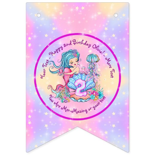 Mermaid 2e verjaardag: De verandering geeft Tekst Vlaggetjes (Tweede vlag)