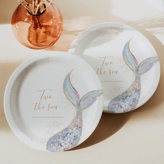 Mermaid 2e verjaardag papieren bordje