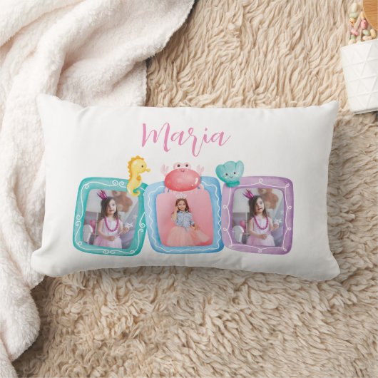 Mermaid 3 Photo Collage Kind naam Kussen (Deken)