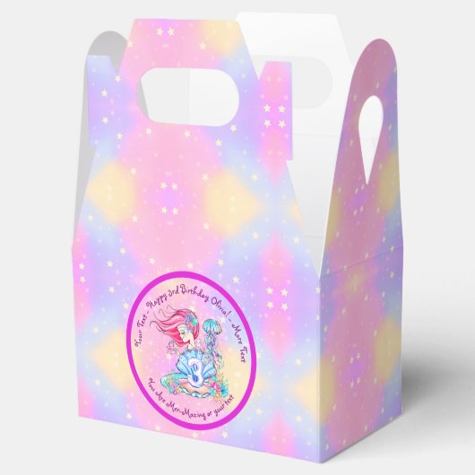 Mermaid 3rd Birthday-wijziging Geef tekst aan Pers Bedankdoosjes (Geopend)