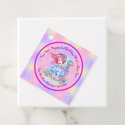 Mermaid 3rd Birthday-wijziging Geef tekst aan Pers Bedankjes Labels (In situ)