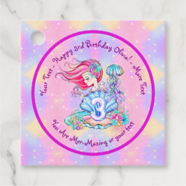 Mermaid 3rd Birthday-wijziging Geef tekst aan Pers Bedankjes Labels