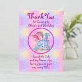 Mermaid 3rd Birthday-wijziging Geef tekst aan Pers Bedankkaart (Staand voorkant)