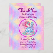 Mermaid 3rd Birthday-wijziging Geef tekst aan Pers Bedankkaart (Voorkant / Achterkant)