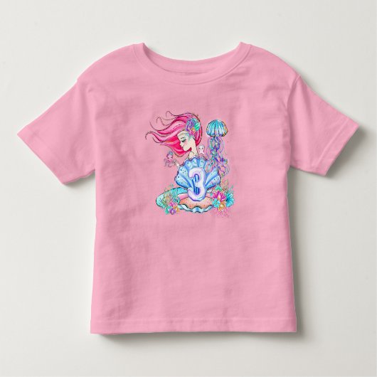 Mermaid 3rd Birthday-wijziging Geef tekst aan Pers Kinder Shirts (Voorkant)