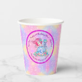 Mermaid 3rd Birthday-wijziging Geef tekst aan Pers Papieren Bekers (Voorkant)