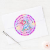 Mermaid 3rd Birthday-wijziging Geef tekst aan Pers Ronde Sticker (Envelop)