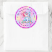 Mermaid 3rd Birthday-wijziging Geef tekst aan Pers Ronde Sticker (Tas)