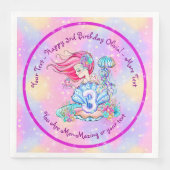 Mermaid 3rd Birthday-wijziging Geef tekst aan Pers Servet (Voorkant)