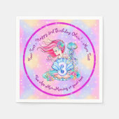 Mermaid 3rd Birthday-wijziging Geef tekst aan Pers Servet (Voorkant)